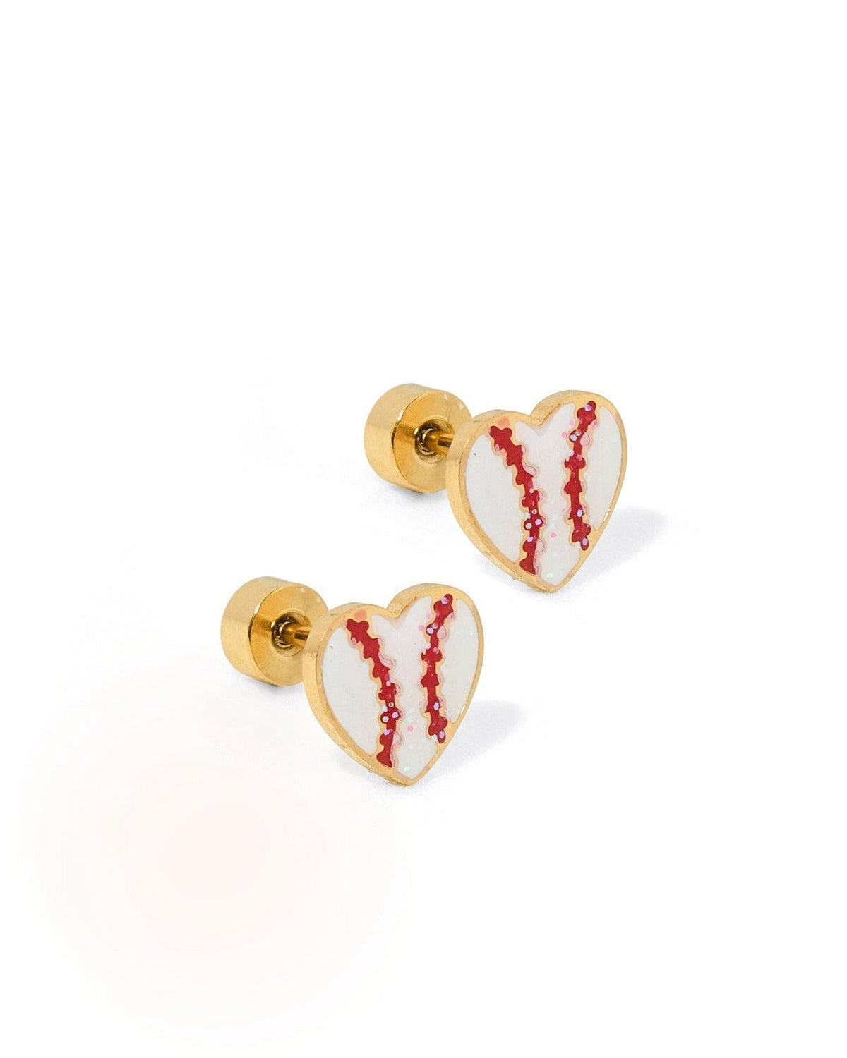 Screwback Stud Earrings - Baseball Gold