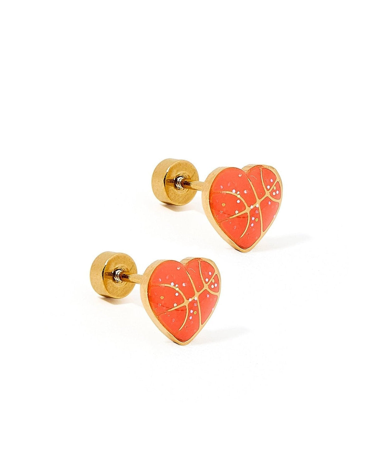Screwback Stud Earrings - Basketball