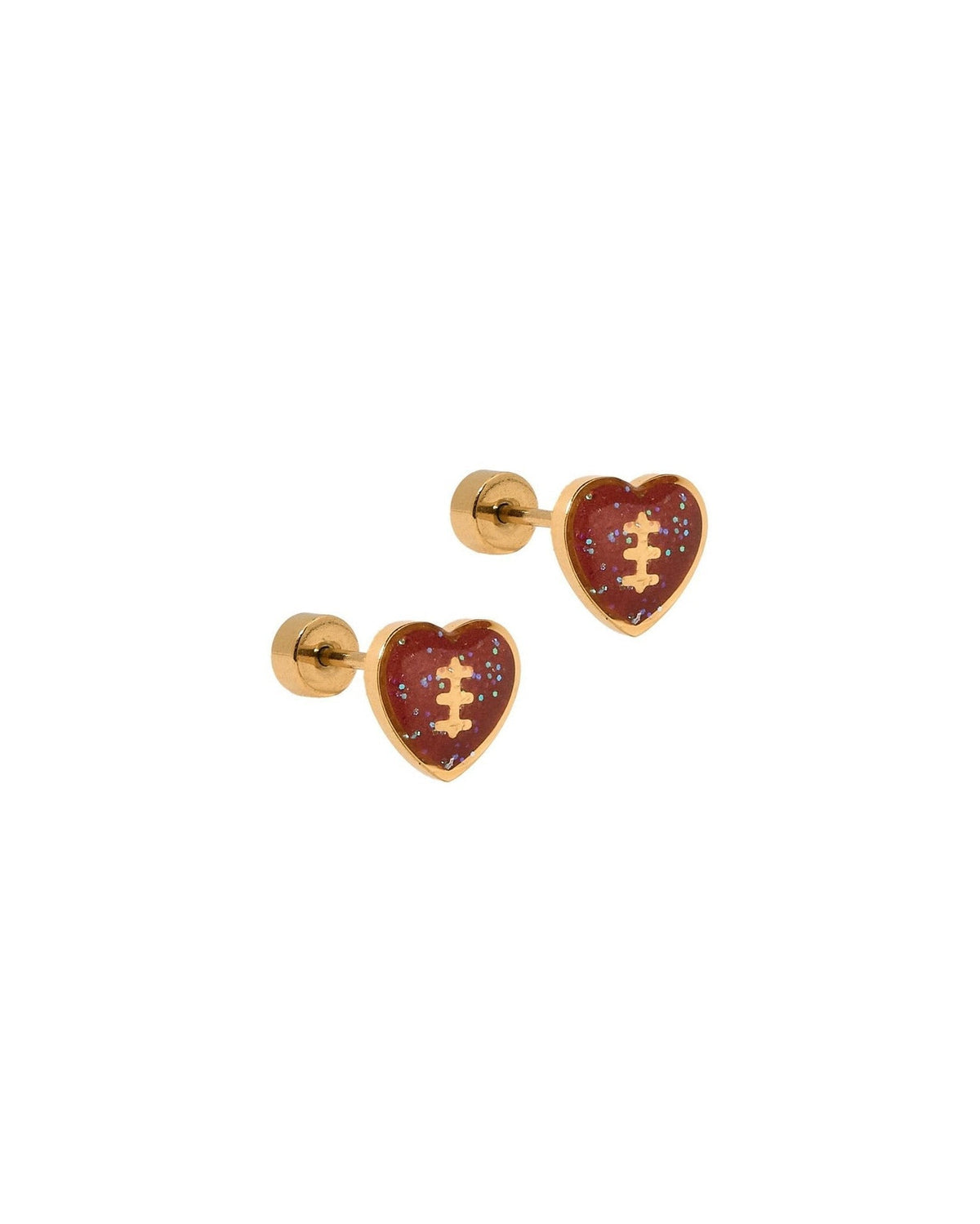 Screwback Stud Earrings - Football Heart