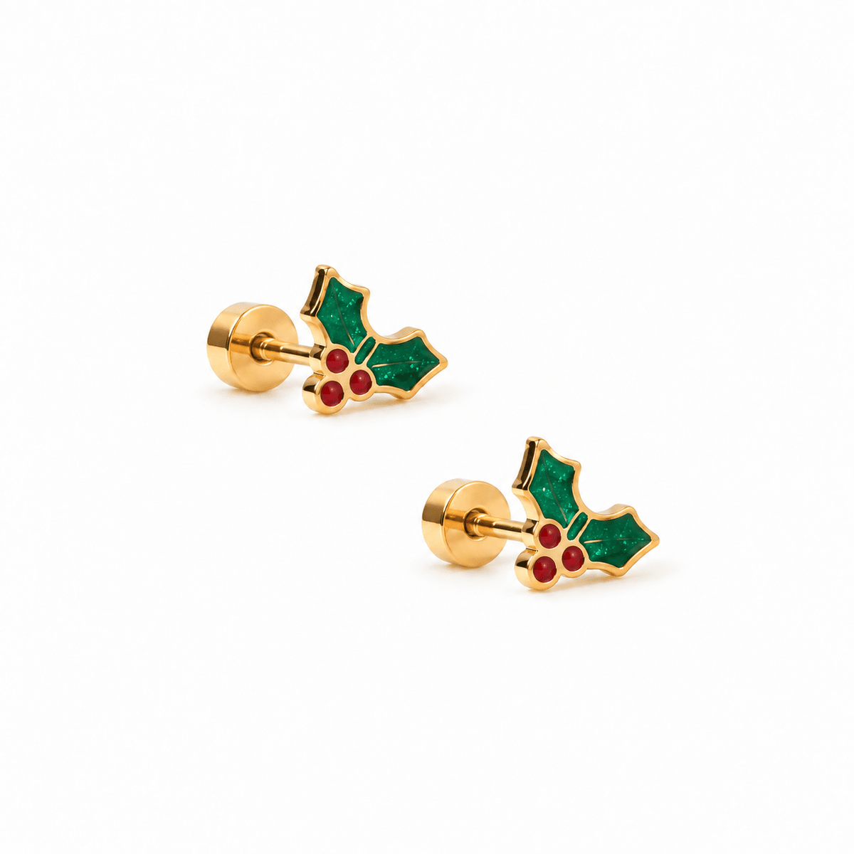 Screwback Stud Earrings - Holly Berry