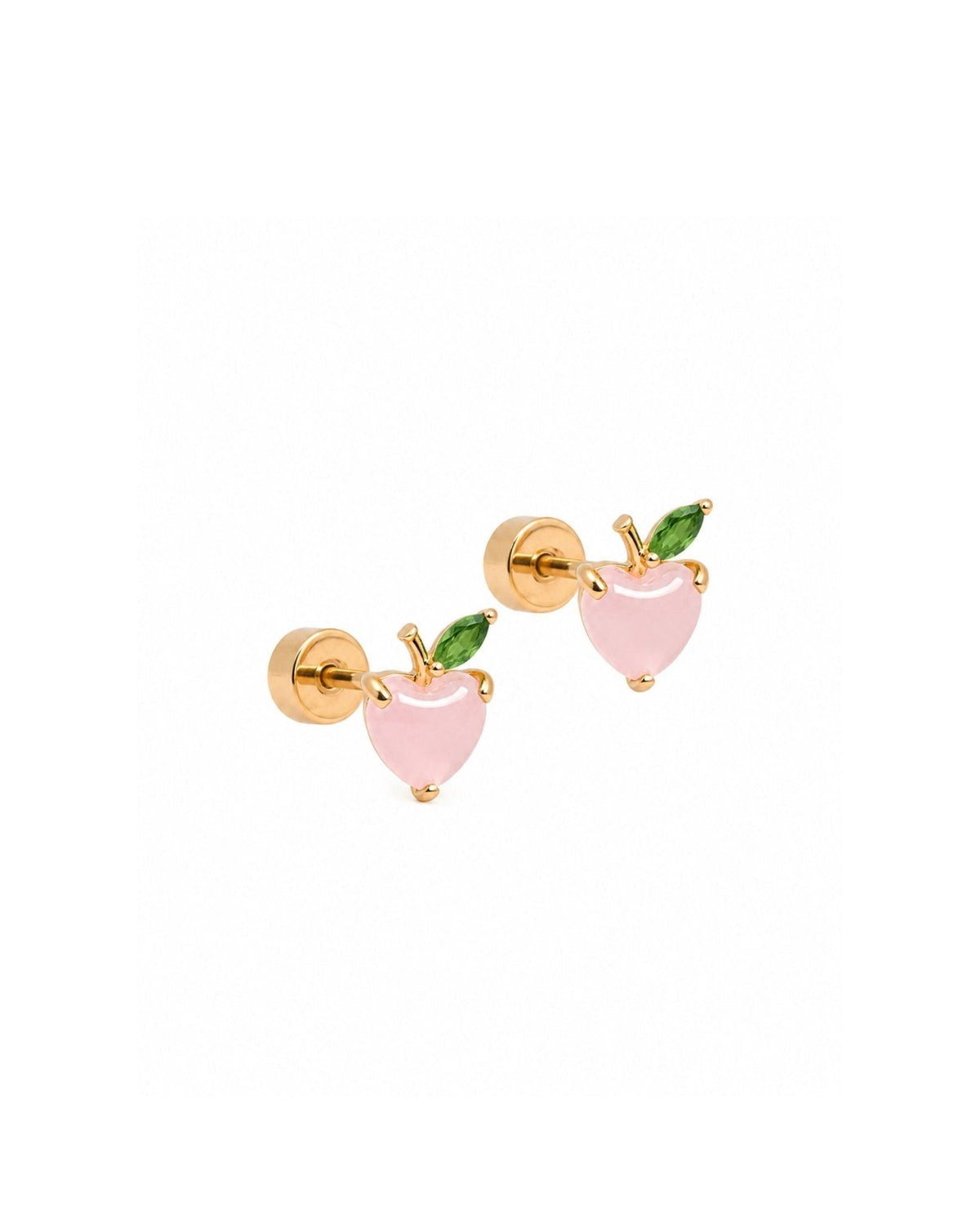 Screwback Stud Earrings - Peach Gem