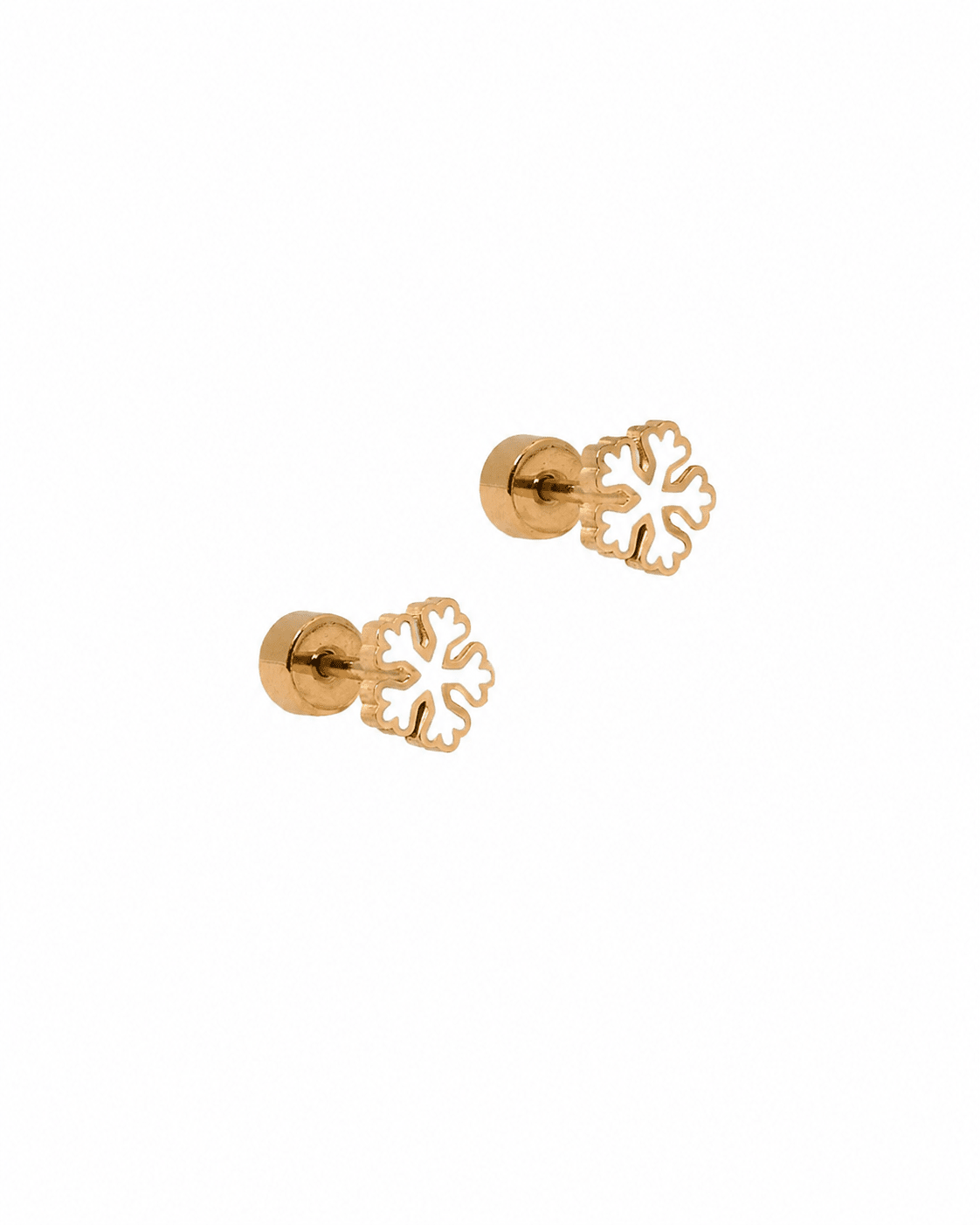 Screwback Stud Earrings - Snowflake White