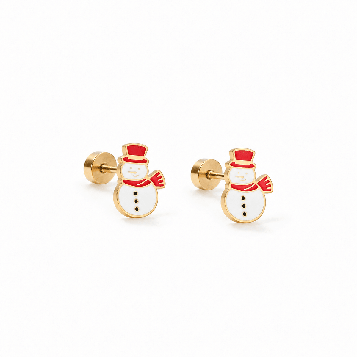 Screwback Stud Earrings - Snowman